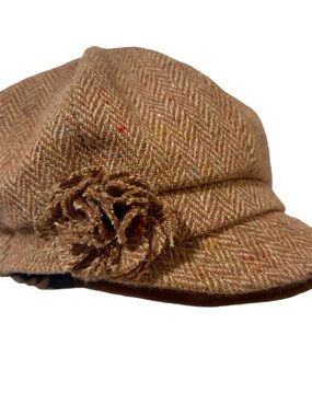 Triona 100% Wool Tweed Newsboy Cap in Brown